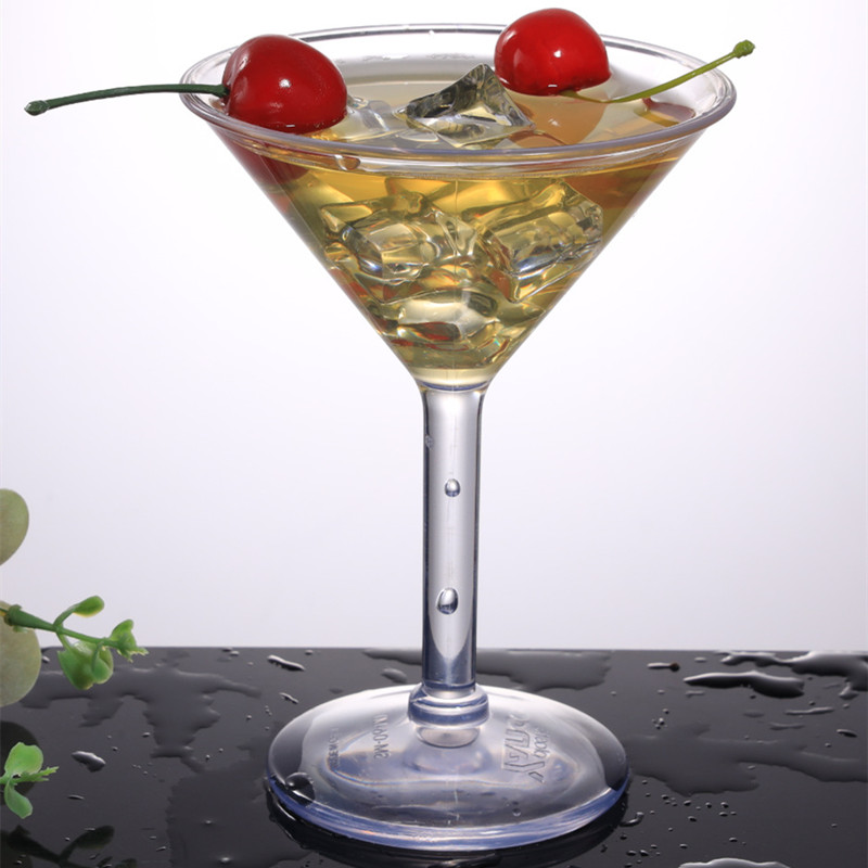 KTV Bar Custom Unique 180ml/6oz Martini Cocktail Glass Dessert Funnel Cup Goblet Crystal Martini Glass Plastic Martini Glasses