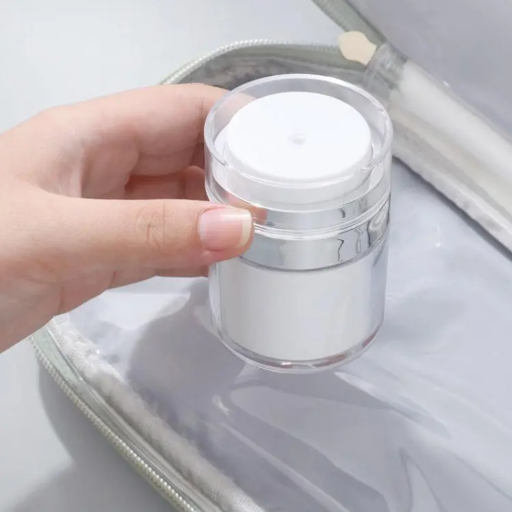 Refillable Empty Airless Press Pump Container for Packaging Creams Gel and Lotion 15ml 30ml 50ml PP Plastic Airless Cosmetic Jar