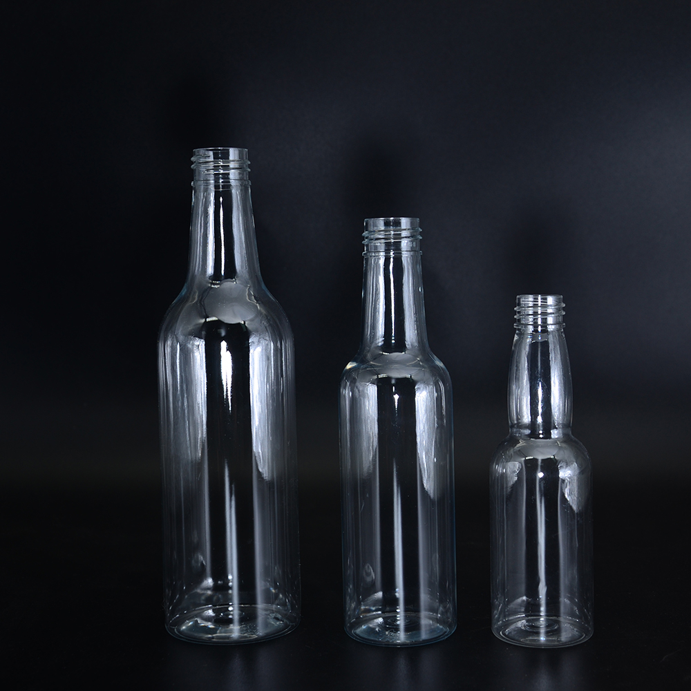 Long Neck Clear Juice Bottle Plastic PET Beer wine Bottles 120ml 150ml 200ml 300ml Carbonated Drinks Soda Jar with Aluminum Cap