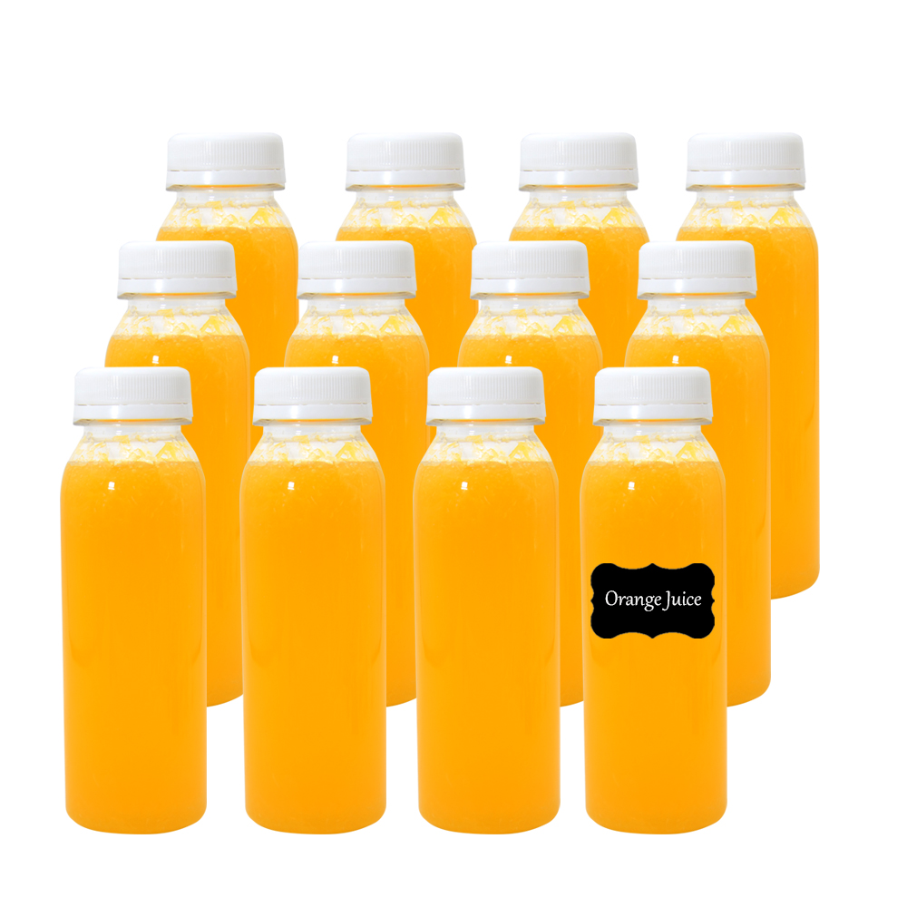 Juice Bottle 150ml 250ml 350ml 500ml Empty Round Square Plastic Silver Cap Clear PET Bottles Cold Drink Customize Liquid Bottle