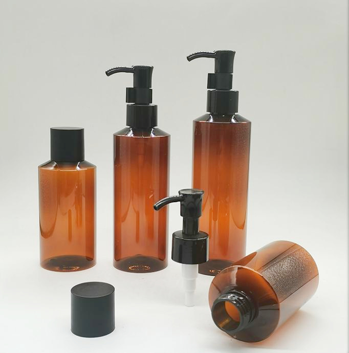 Translucent Black Dark Green Amber shampoo lotion bottle 8oz 250ml 300ml 500ml Makeup remover oil pump bottle body wash bottle