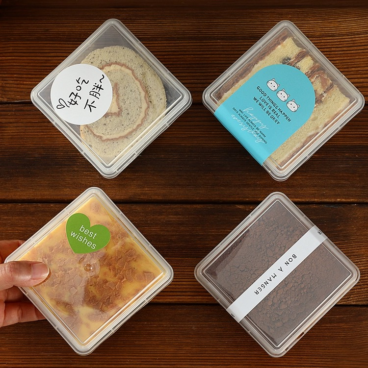 Customized PP Dessert Pudding Jars Ice Cream Cup with Lid Square Clear Tiramisu Plastic Cake Box Packaging Take-out Container