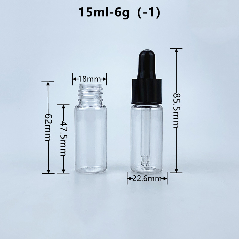 PET 5ml 15ml 10ml Small Size Transparent Plastic Dropper Bottle facial essence cosmetic packaging for eye serum skincare