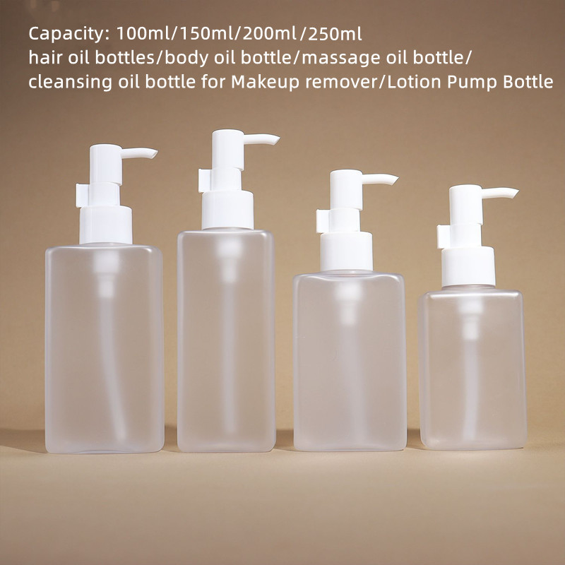 Empty Transparent 150ml 200 ml Pet Plastic Cosmetic Body Oil Makeup Remover Beauty Cleansing Oil Bottle Hair Oil Pump Bottles