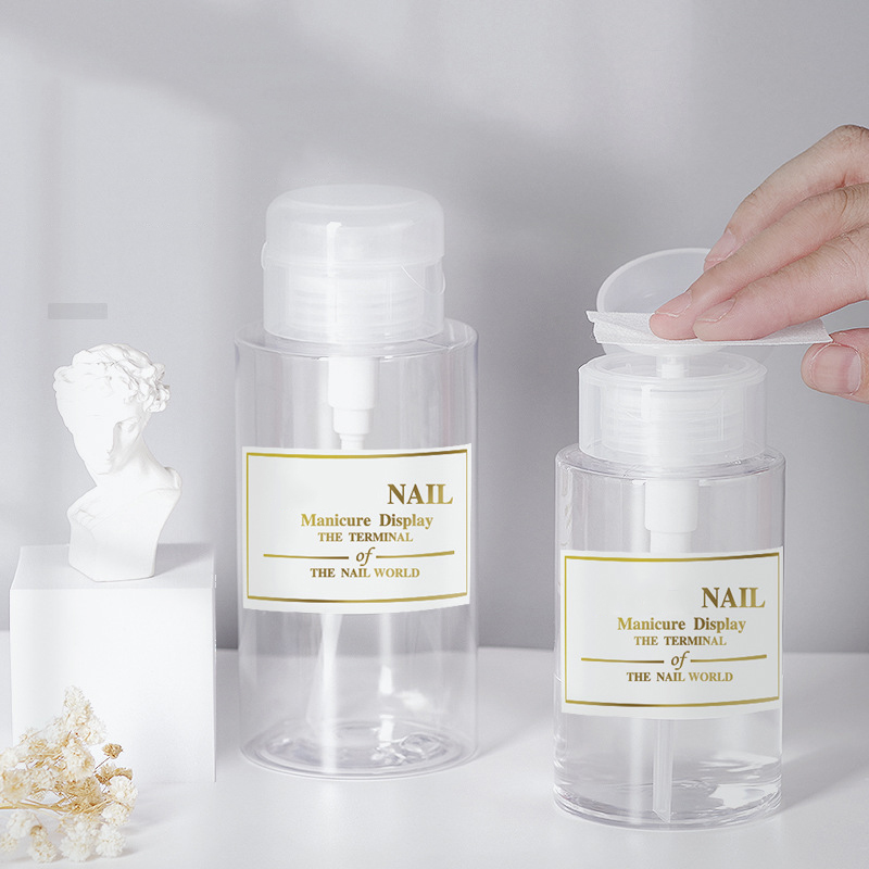 Custom 100ml 120ml 150ml 200ml Plastic PP PET Cosmetic squeeze bottle packaging Eye Nail Polish Press Pump Makeup Remover Bottle