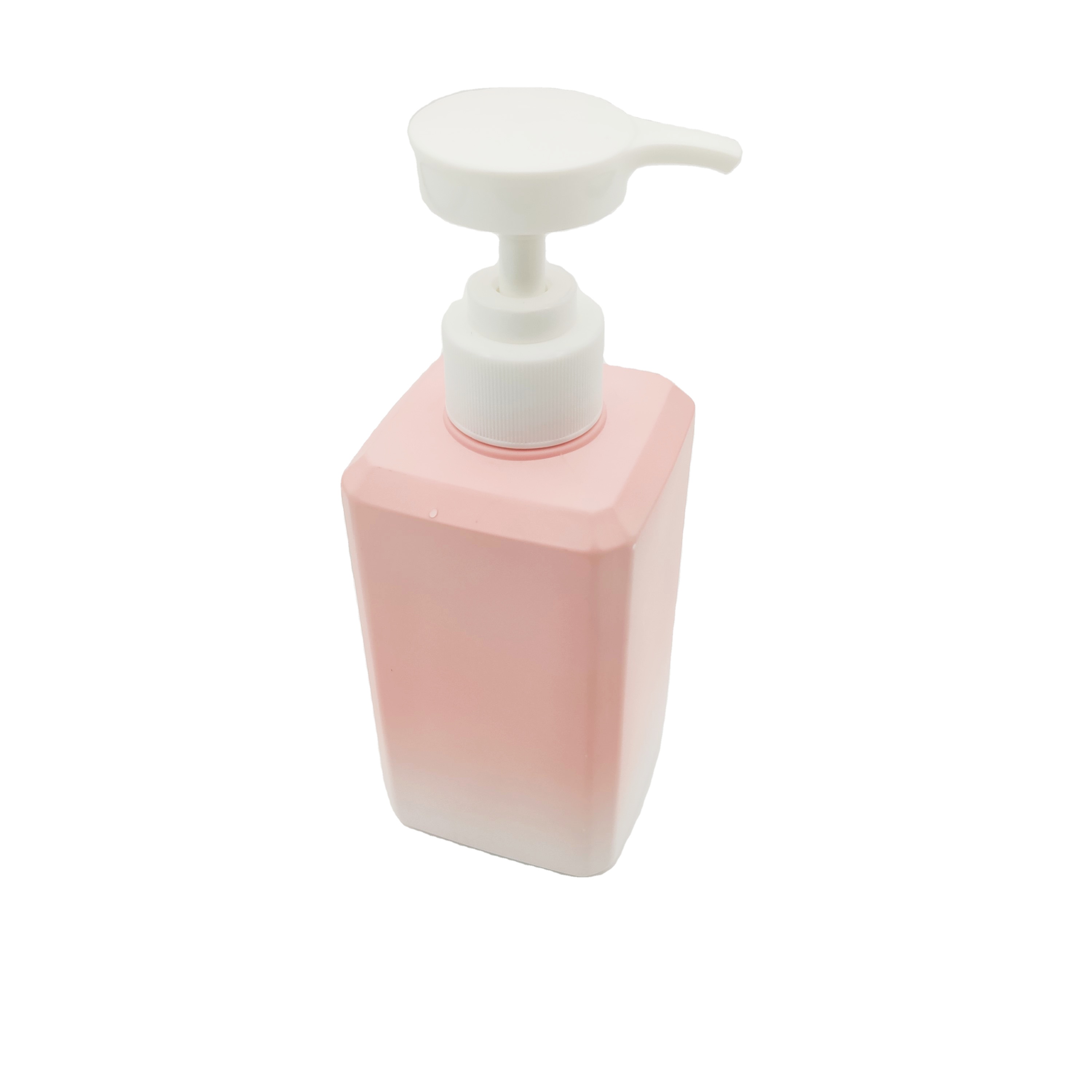 Gradient Ombree Pink Square Plastic shampoo bottle 300ml with pump dispenser Orange 250ml 500ml Frosted Green Lotion Bottle