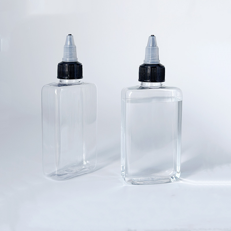 100ml 3.3oz hair oil squeeze bottle liquid seasoning bottle packaging 100ml flat pet transparent food grade sauce Squeeze Bottle