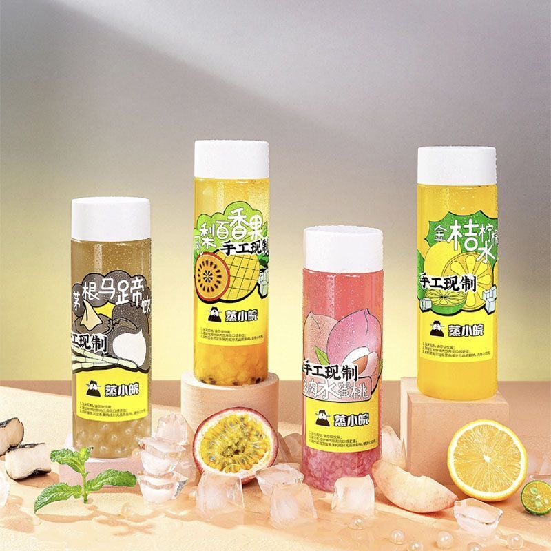 Empty PET Round 350ml 12oz Plastic Juice Bottle with Caps Kids Voss Water Bottle 300ml 500ml 1 litre Drink Bubble Boba Tea Cup