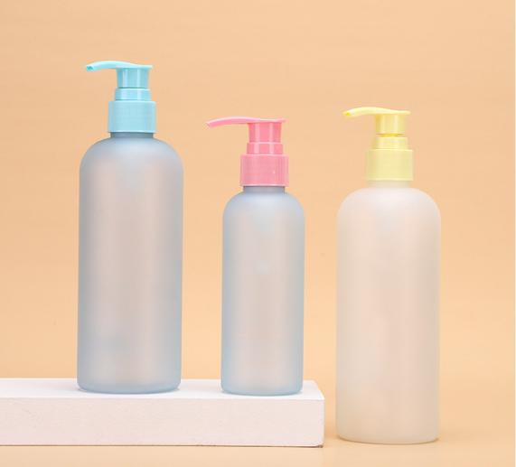 custom 150ml 300ml Clear Frosted PET plastic Round Shoulder Shampoo Bottle With Pump Makeup Remover Oil Dispenser Bottle