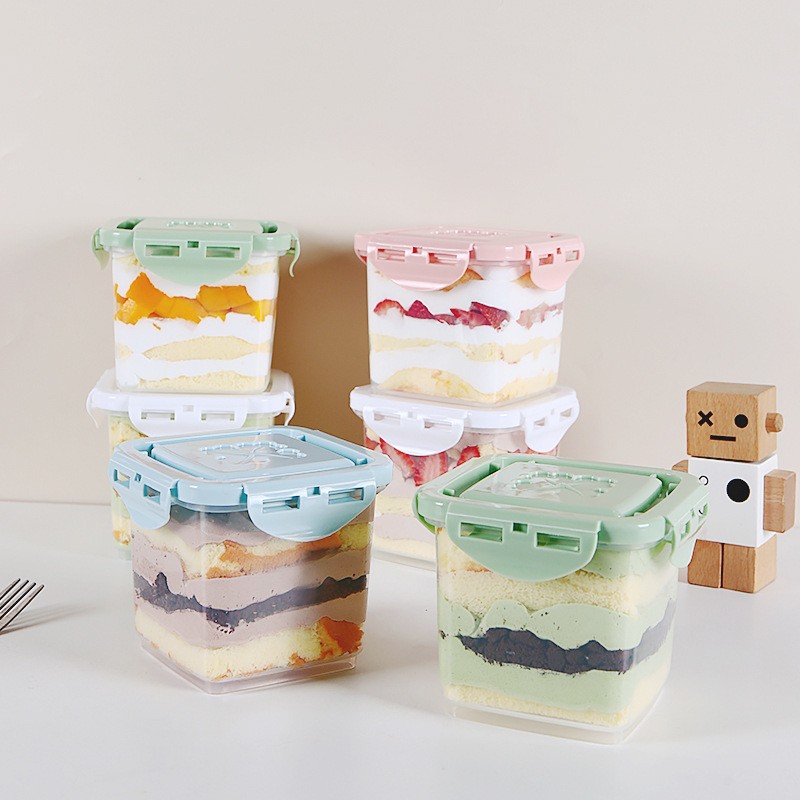 Factory Price Hard Plastic Thickened Mini Cake Box Custom Dessert Donut Box Macaron Egg Tart Take out Container for Food Use
