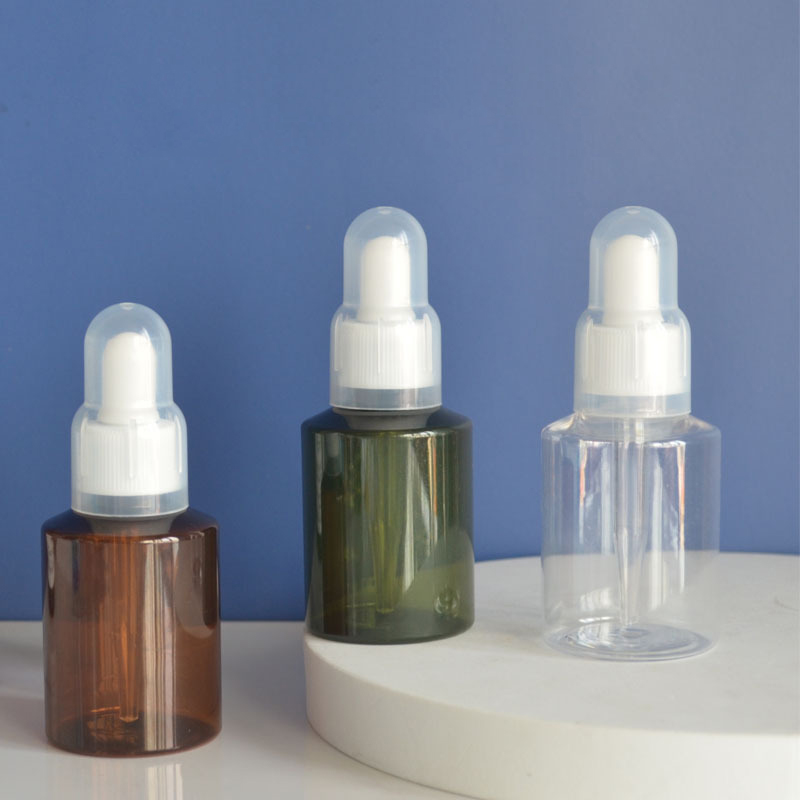 Plastic Essential Oil Dropper Bottle Customized Clear Pink Bottles PET PETG Cosmetic Packaging Oil Liquid Bottle 20ml 30ml 50ml