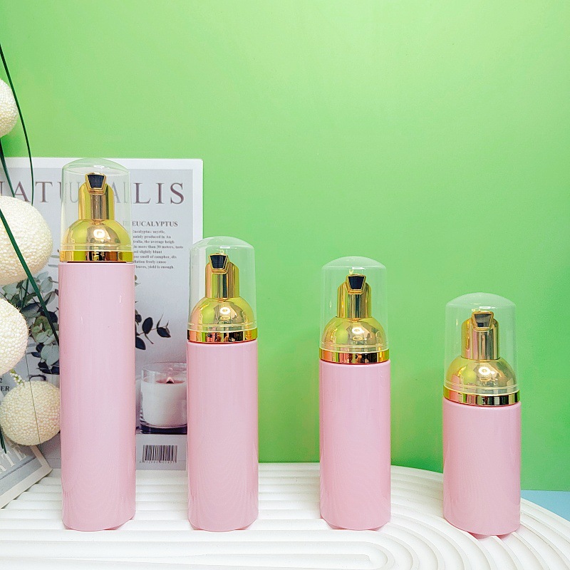 Foaming Bottle 50ml 100ml 150ml 200ml 250ml 300ml PET Cosmetic Liquid Soap Dispenser Face Clean Lotion Package with Gold Pump