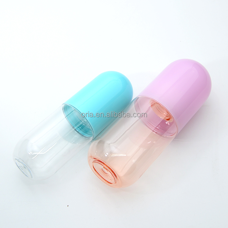 30ml 40ml 60ml 100ml 120ml 150ml transparent Capsule shape bottle pet plastic fine mist spray bottle cosmetic packaging