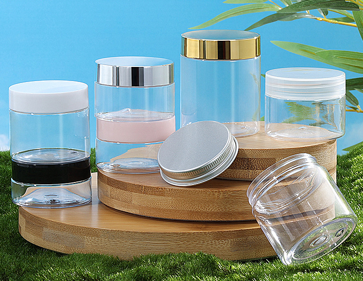 Round Empty Clear Wide Mouth Cosmetic Cream Lotion Liquid Butter Storage Containers PET Plastic Jars for Beauty Product