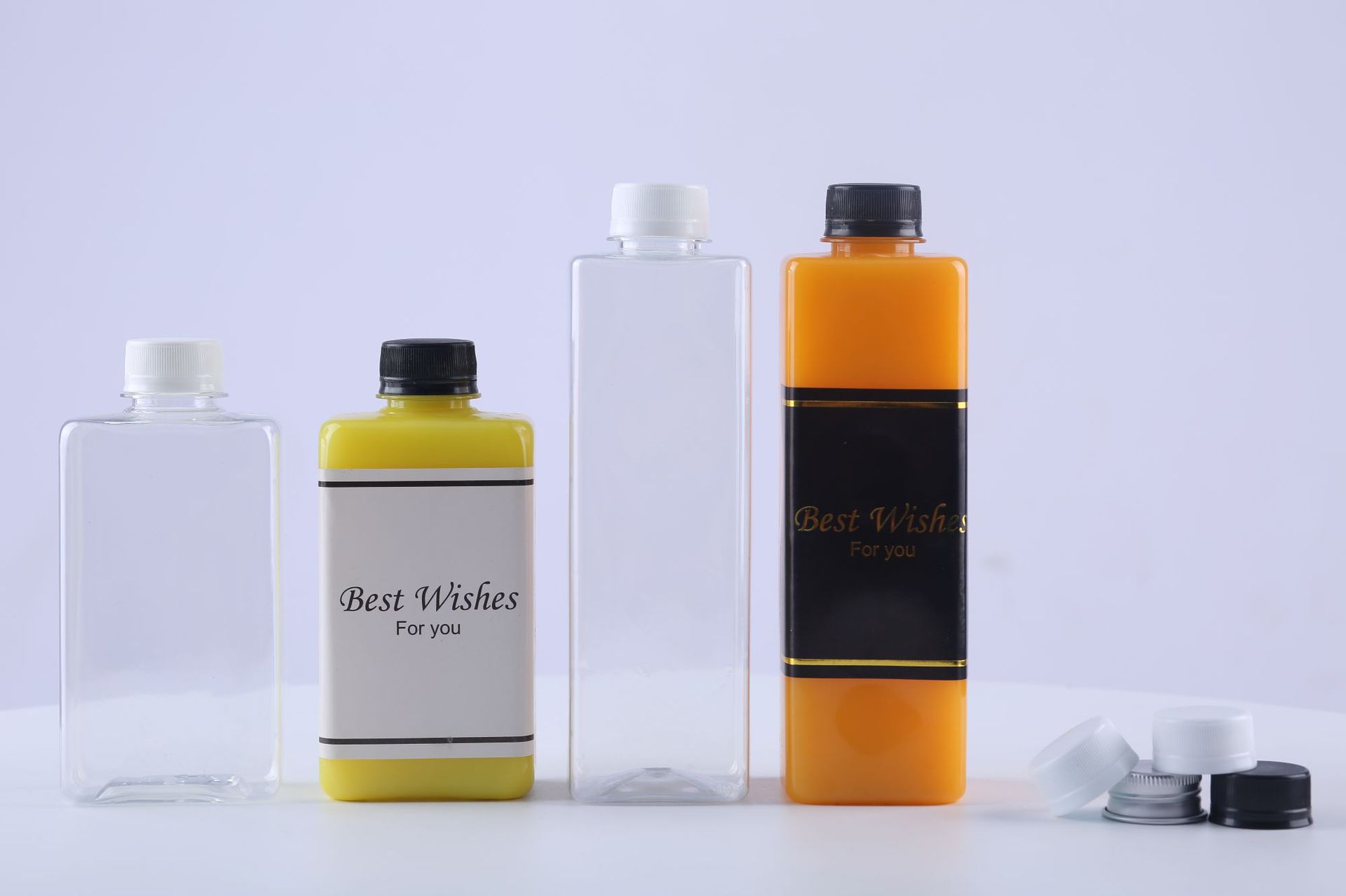350ml 400ml 500ml Square Plastic Juice Bottles with 28mm Tamper Evident Caps Plastic Squeeze Bottles With Logo Label Wholesale