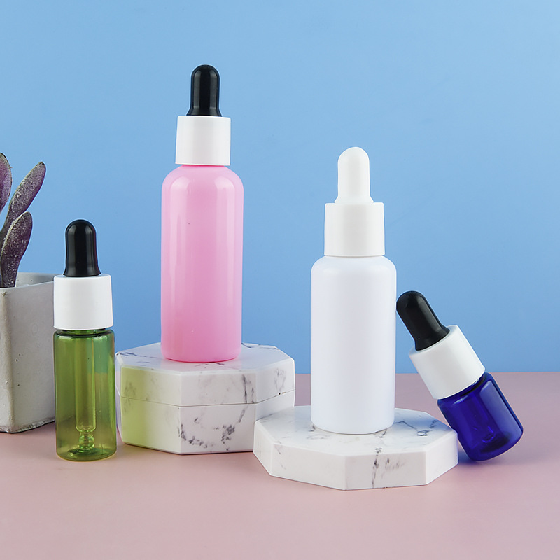 20ml 30ml 50ml Frosting Clear Colorful Plastic Glass Dropper Bottles Essential Oil Macaron Dropper Bottle with Silicone Lid