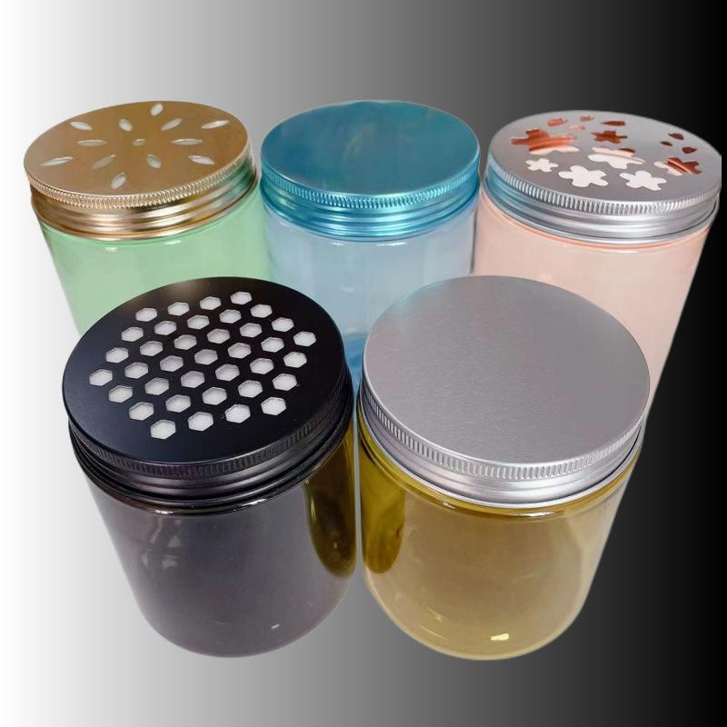 4oz 10oz 12oz Hollow Aluminum Lid For PET Plastic Bottle Solid Customize Aromatherapy Air Freshener Container Gel Plastic Jar
