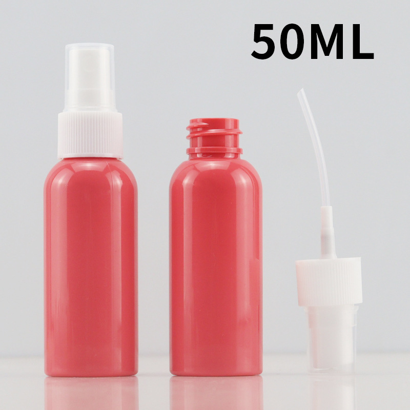Wholesale Custom 50ml 100ml 150ml Cosmetics Empty plastic Pink transparent amber Color Round Square perfume mist spray bottle
