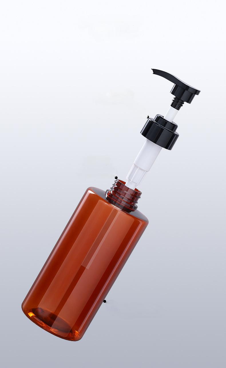 300ml 500ml Transparent  round empty plastic shampoo packaging bottle With Black Long Nozzle Lotion Pump
