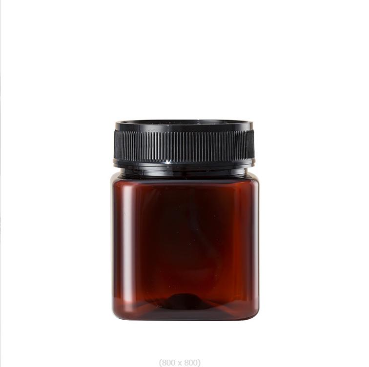 bpa free 100g 300g 500g 8oz 12oz small pot plastic honey packaging container hexagon jar amber square plastic jar for honey