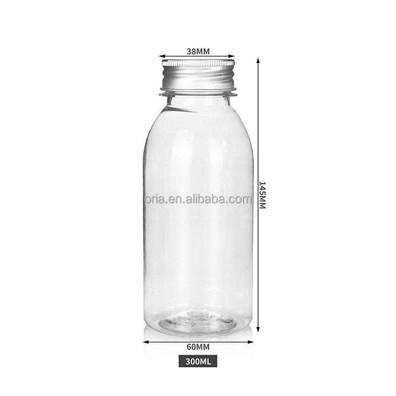 Juice milk Bottle With Black white aluminum Lid 8oz 10oz Empty Milk Plastic Bottles Transparent Pet Empty water Bottle