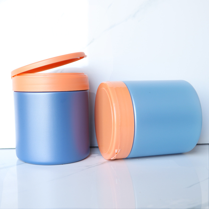 Flip Lid Plastic Jar Bucket Container 200ml 250ml 300ml 500ml Food Grade Chewing Sugar Jar Customized Protein Powder Jar