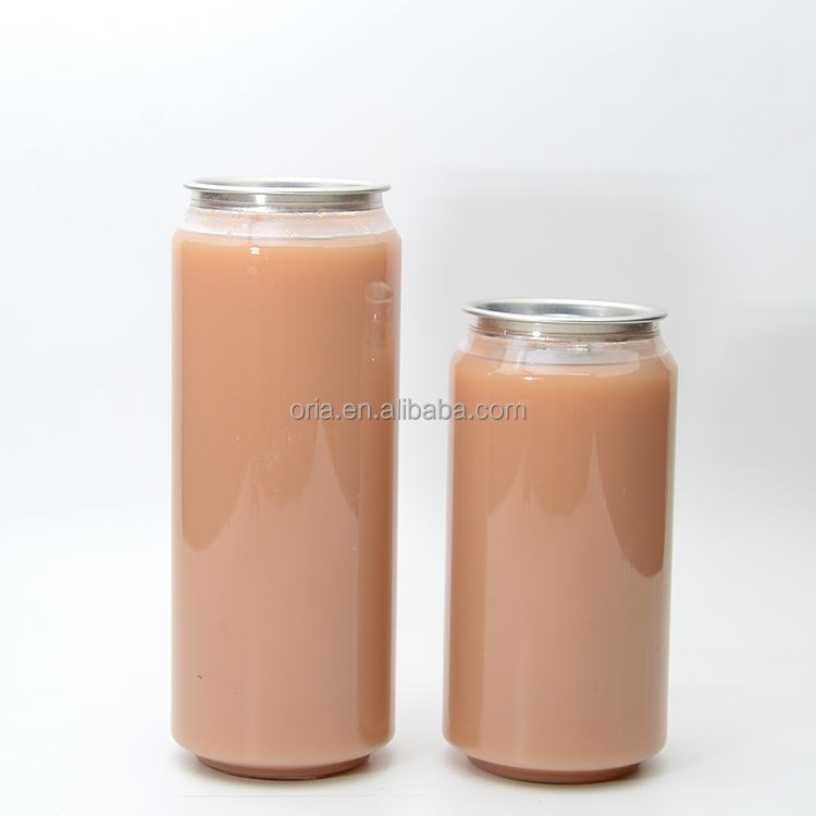 Custom Logo Plastic Transparent PET Easy Open Pull-ring Can  for Juice Soda Cola Coffe Milk Tea