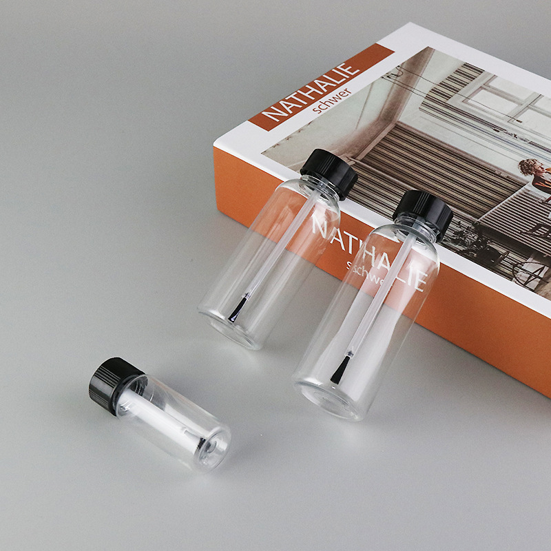 10ml-60ml PET Plastic Bottle with Brush Cap plastic crystal nail polish bottle with brush cosmetics nail oil glue empty bottle