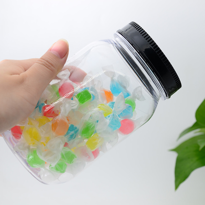 Reusable 16 oz Plastic Clear Mason Jars with Black Lids Regular Wide Mouth Bubble Tea Boba Mason Jar Disposable Cup with Straw
