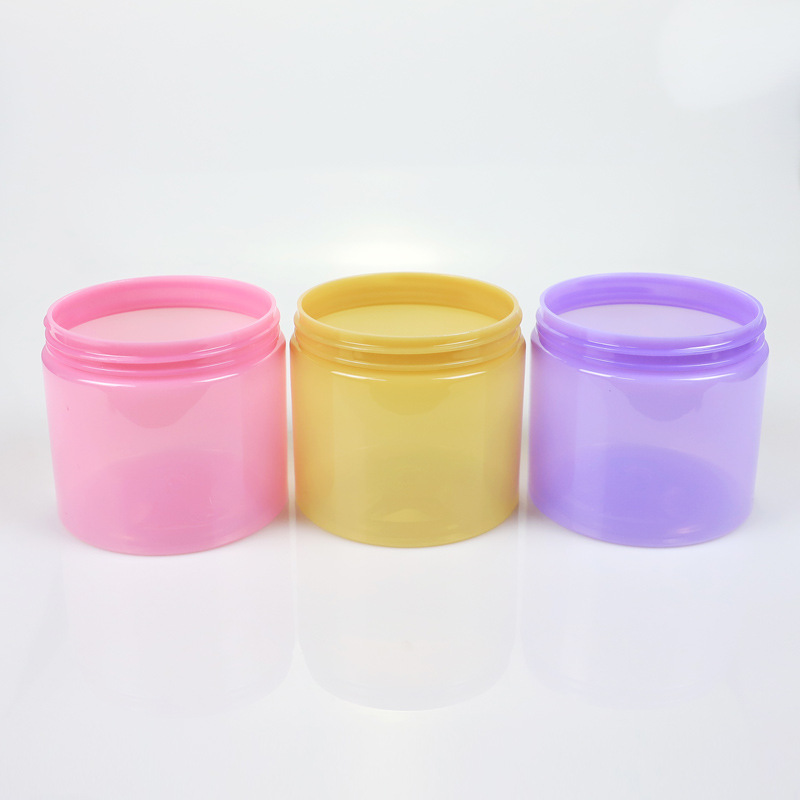 Color 250ml 300ml plastic jar round cosmetic jar plastic transparent jars with lids for face cream body balm scrub