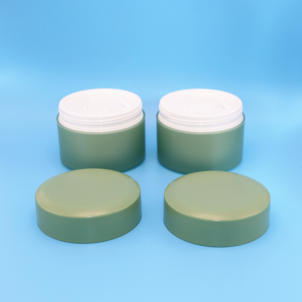 50g 100g 150g 200g empty Double Wall Glass Matte Face Frosted Lip Balm Cans PP PETG Cosmetic Plastic Cream Jar with Silver Lid