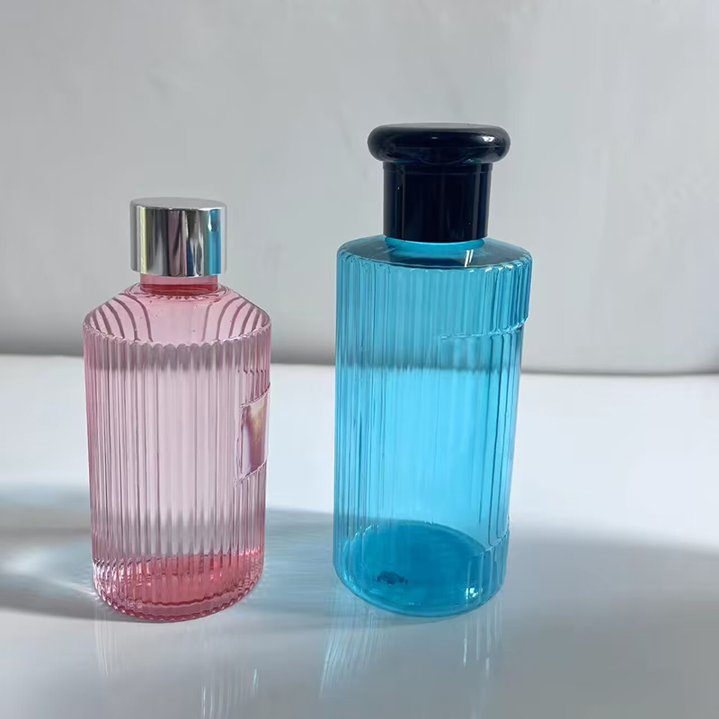 200ml 250ml 500ml  800ml Straight Shoulder Striped Shampoo Shower Gel Bottle Clear Colorful Lotion Bottle Conditioner Bottle