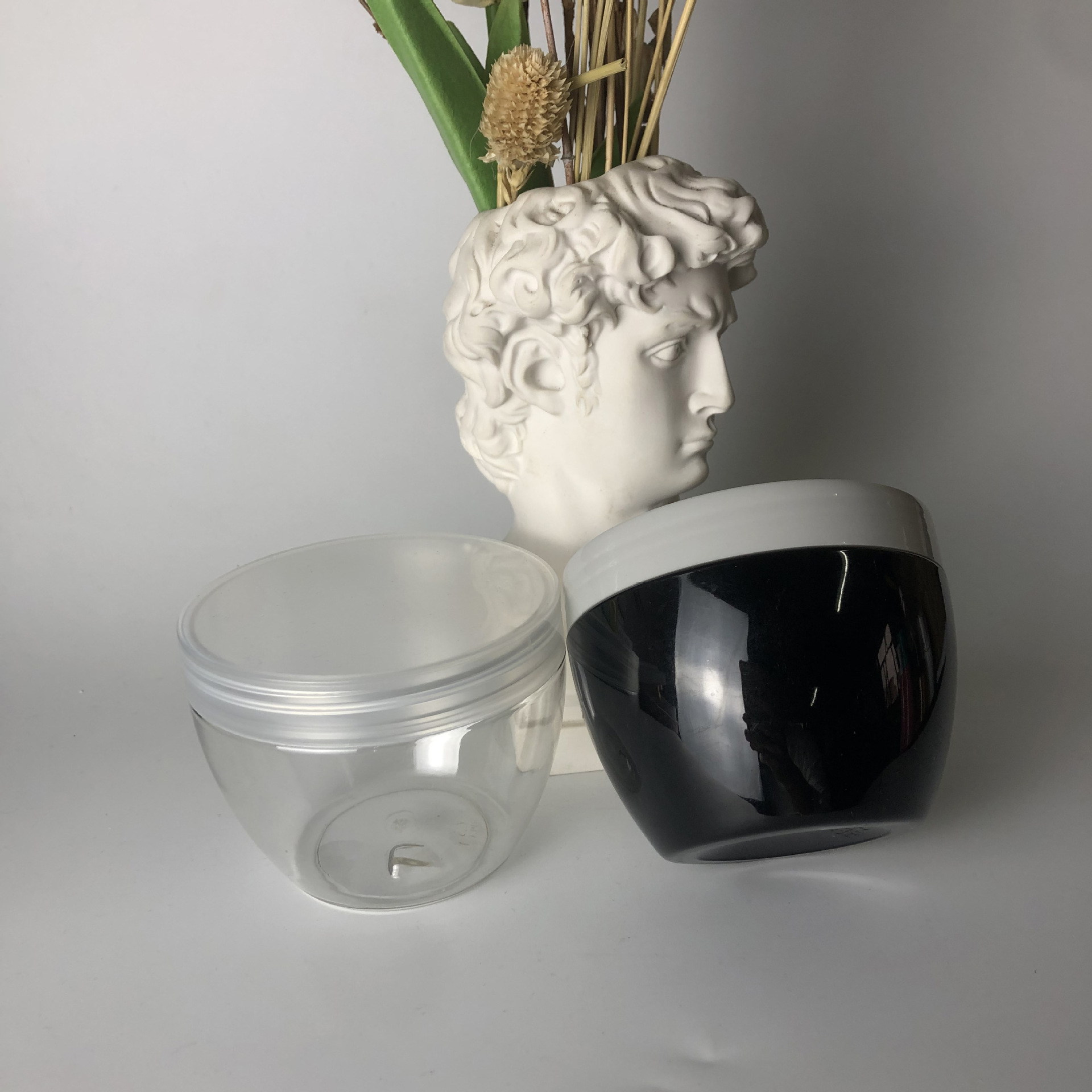 300g Transparent PET custom plastic jar packaging container with screw lid cute cosmetic containers