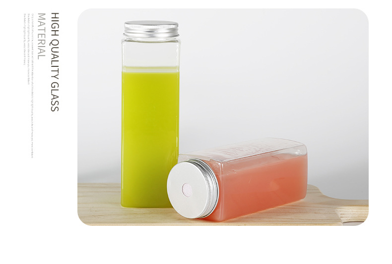 400ml 500ml 600ml food grade square plastic juice bottle Disposable Milk Tea Juice Coffee Beverage Packaging Bottle