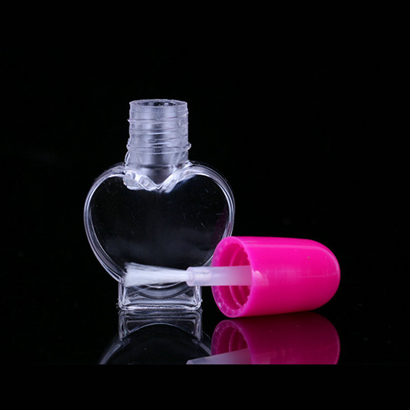 5ml Latest design heart shape transparent nail polish bottle with brush