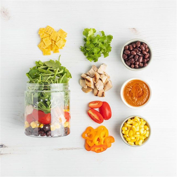 8oz 32oz 16oz PET round clear disposable vegetable fruit salad container plastic wide mouth takeaway jar with lid
