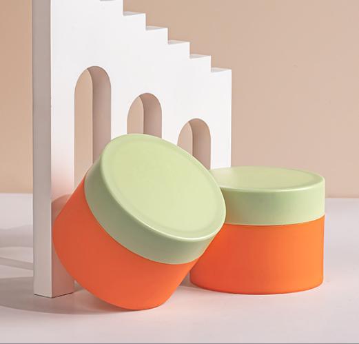 250g Orange Color PP Plastic Jar with Light Green lids 120ml Pink Matte Cosmetic Face Cream Jars for Serum scrub Moisturizer