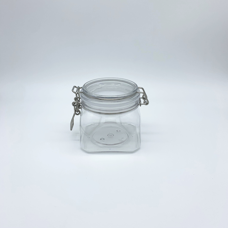 Food Grade PET Plastic Airtight Cnaisters for Honey Lemon Canned Food Clear Empty Coffee Storage Jar with Metal Lock