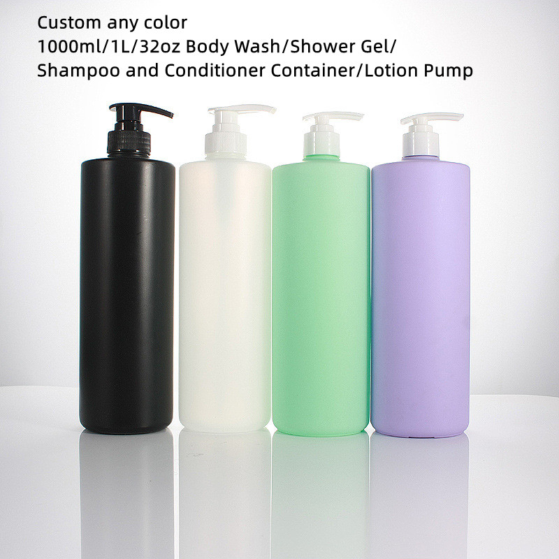 Wholesale 300/500/750/1000ml hdpe Bottles Shampoo with Lotion Pump Dispenser Empty Body Wash Shower Gel Container 1l 1liter 32oz