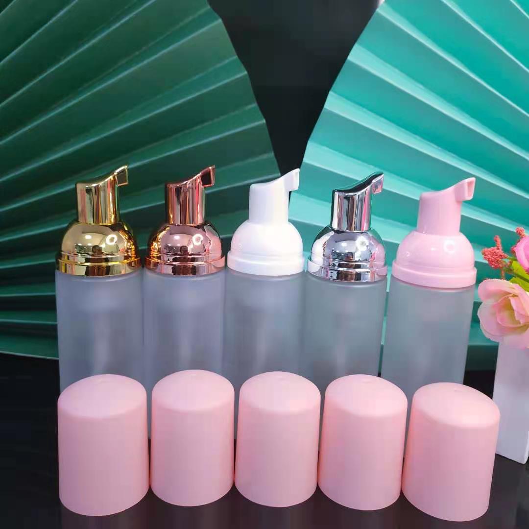 frosted gradient Orange Pink with white mousse pump oval washing foaming bottle foam pump bottle 50ml foam pump bottle gold