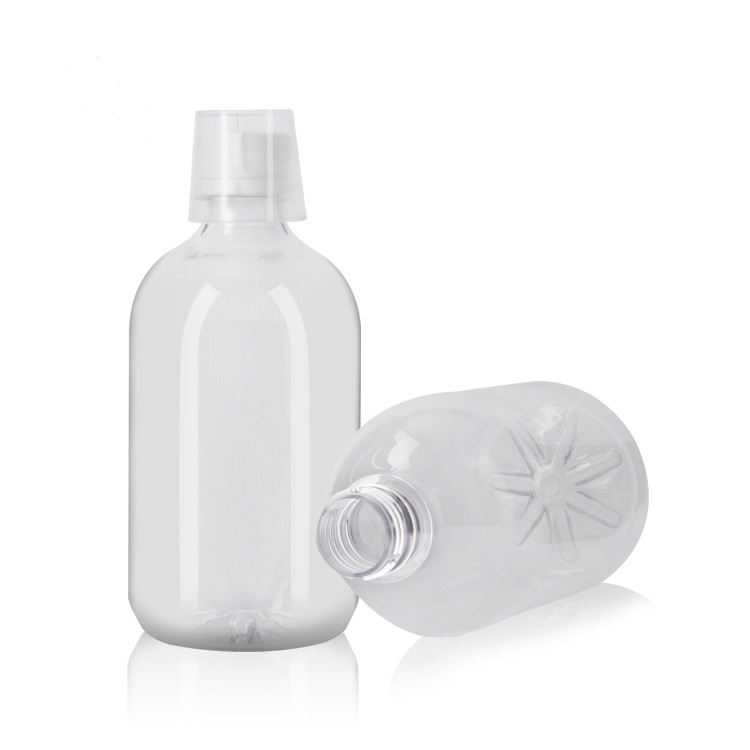500ml 16oz Transparent PET plastic concentrated juice bottles with graduated scale measuring cup cap juice bottle labels