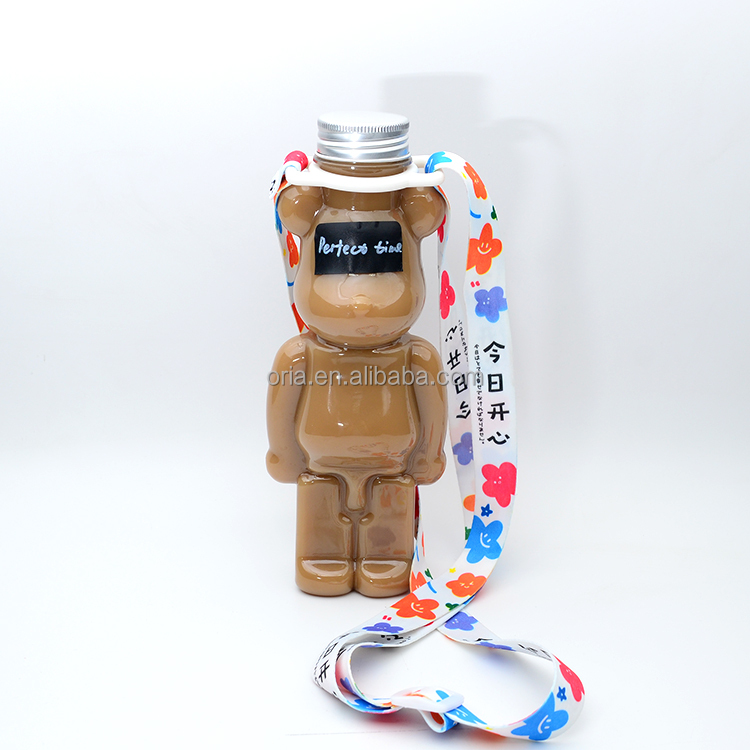 Custom Clear Bear Shape 350ml 500ml Plastic water bottle Custom disposable water bottle food grade PET Juice Beverage