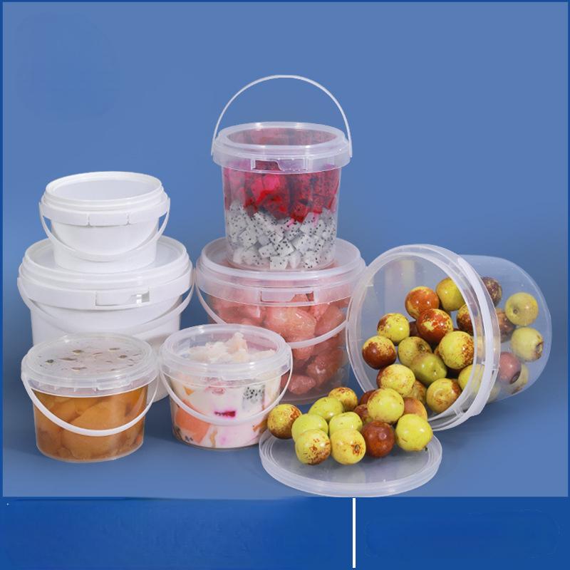 1L 2L 3L Clear Food Grade Material PP Plastic Buckets with Lid For Ice Cream Food Juice