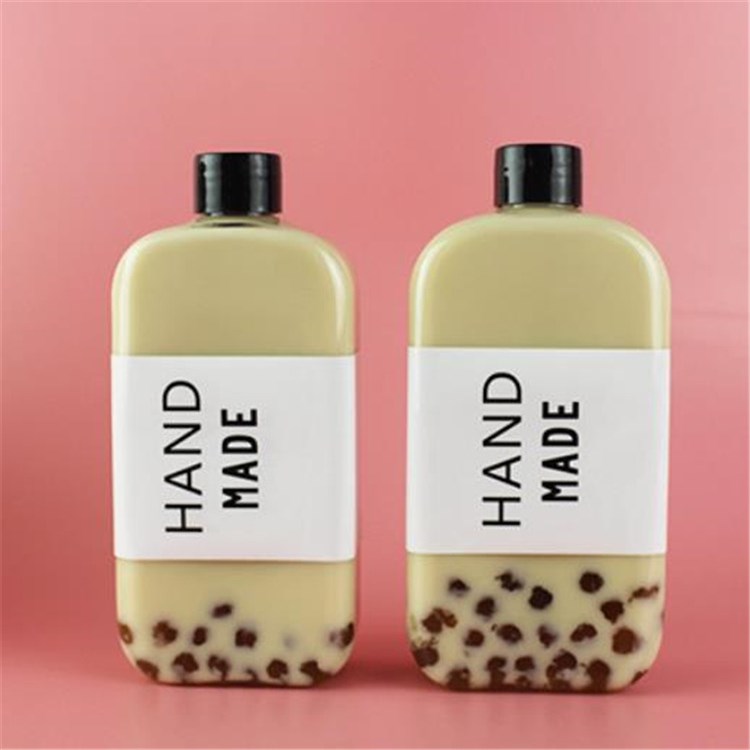 500ml 400ml 350ml 300ml 250ml Machi Machi Bottles Plastic Bubble Boba Milk Tea Cup Cold Iced Coffee PET Flat Square Drink Bottle