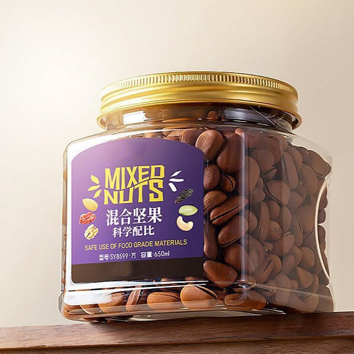 Food Storage Containers plastic candy jar 32oz 1L 1.5L  2L  snack cookies seal bottle customize logo with screw cover