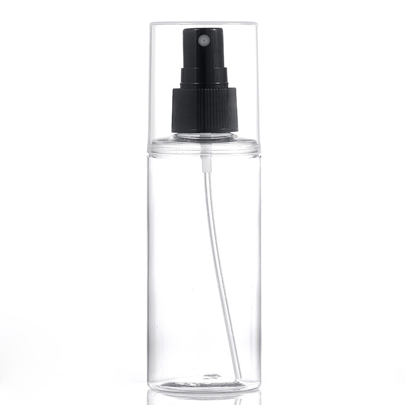 Transparent 120 150 180 200 250 ml PET Plastic Fine Mist Spray Bottle With Black Pump Cover Frosted Matte setting spray bottles