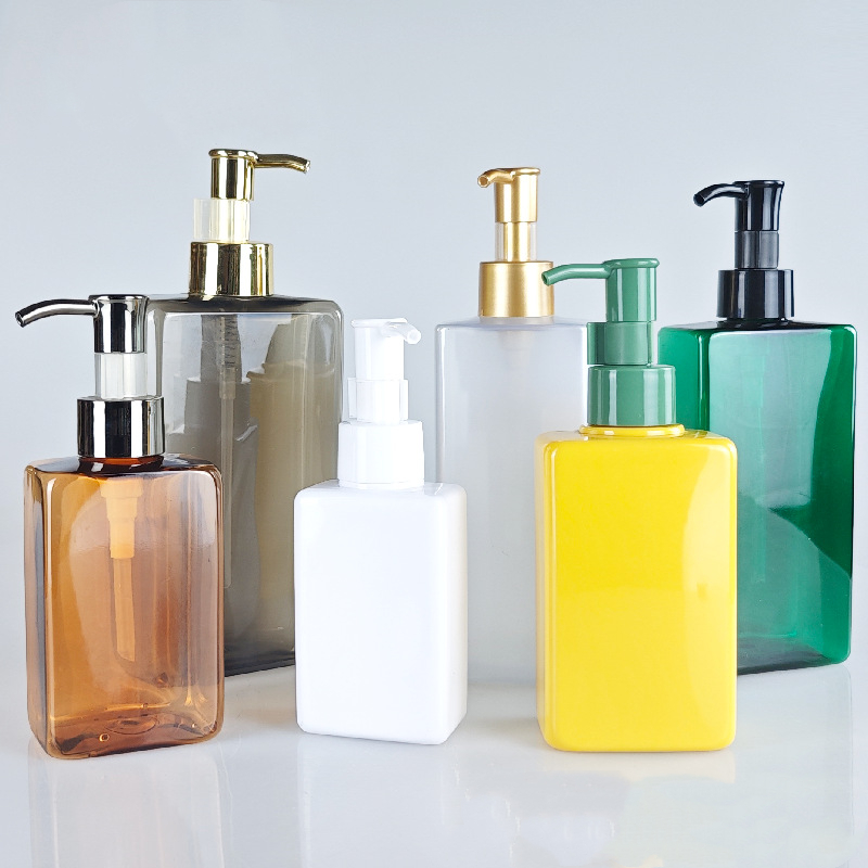 150 300 ml Matte Amber Black Yellow Gold Silver Pink Transparent Frosted Hand Wash Shampoo Bottle Square Plastic Lotion Bottle