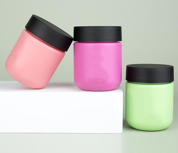 100ml 3.3 OZ Face Cream Jar Moisturizer Body Balm Jar With Child Safety Cap (CRC Cap) Tea Grass Leaf Food Storage Jars Container
