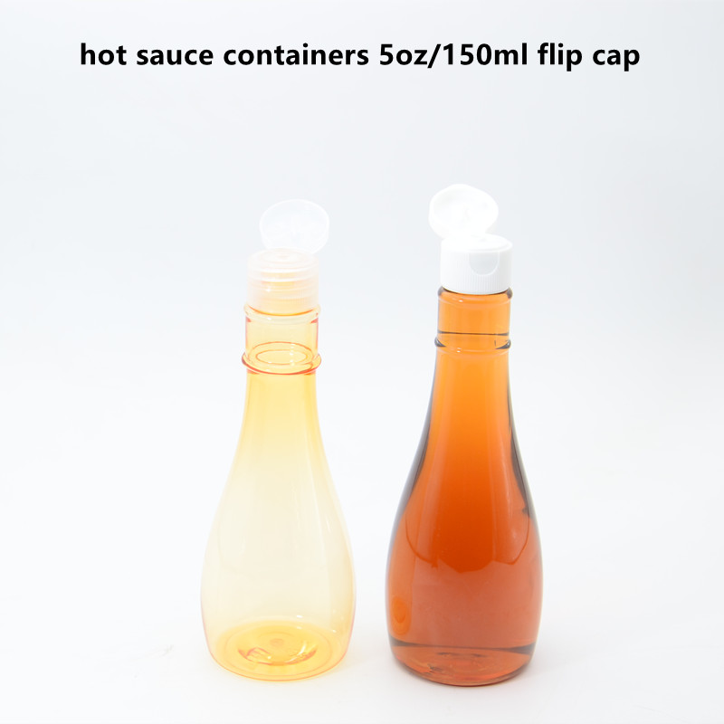 Custom Made Hot Sauce Bottles 5oz 150ml Mayonnaise with Plastic Snap Cap for Chili Sauce Ketchup Squeeze Packaging Flip Top Caps