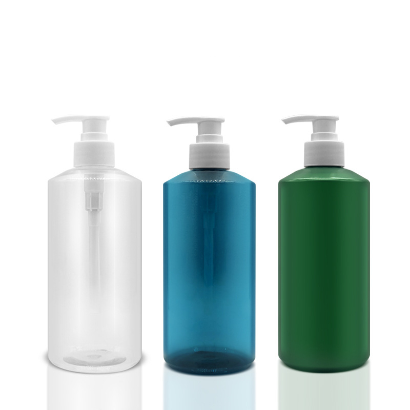 500ml 300 ml Oblique Shoulder PET Plastic Shampoo bottle Amber Body Wash Shower Gel bottle with pump Black lotion bottle set